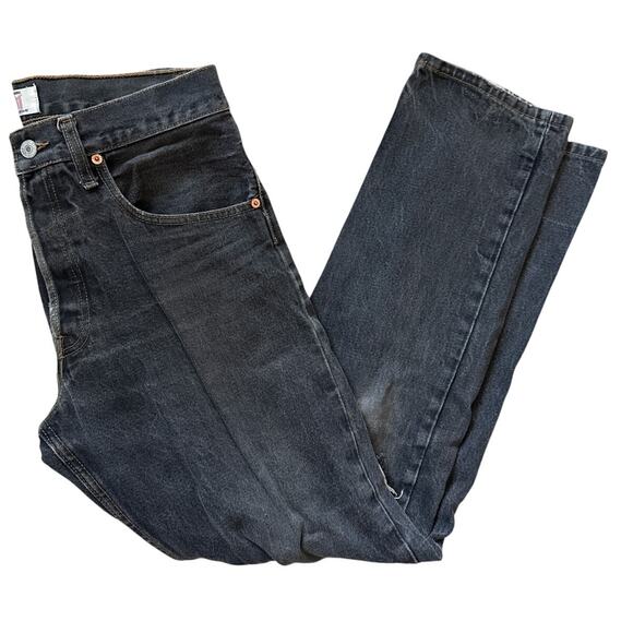 Levi’s 501 Straight Leg Button Fly Distressed Jeans Faded Black Size 32x30 - Picture 5 of 8